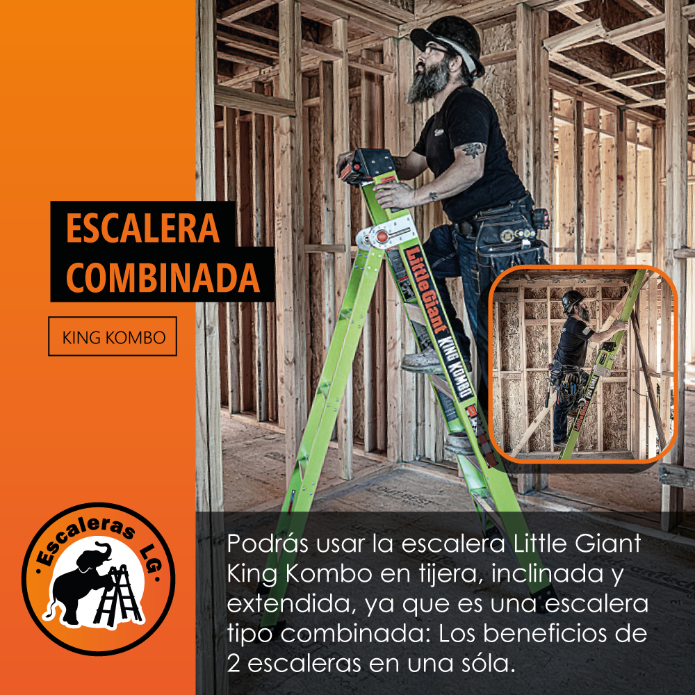 Escalera de Fibra de Vidrio Multiposición 6' Tipo IAA King Kombo Little Giant 13610-001 (Demo)