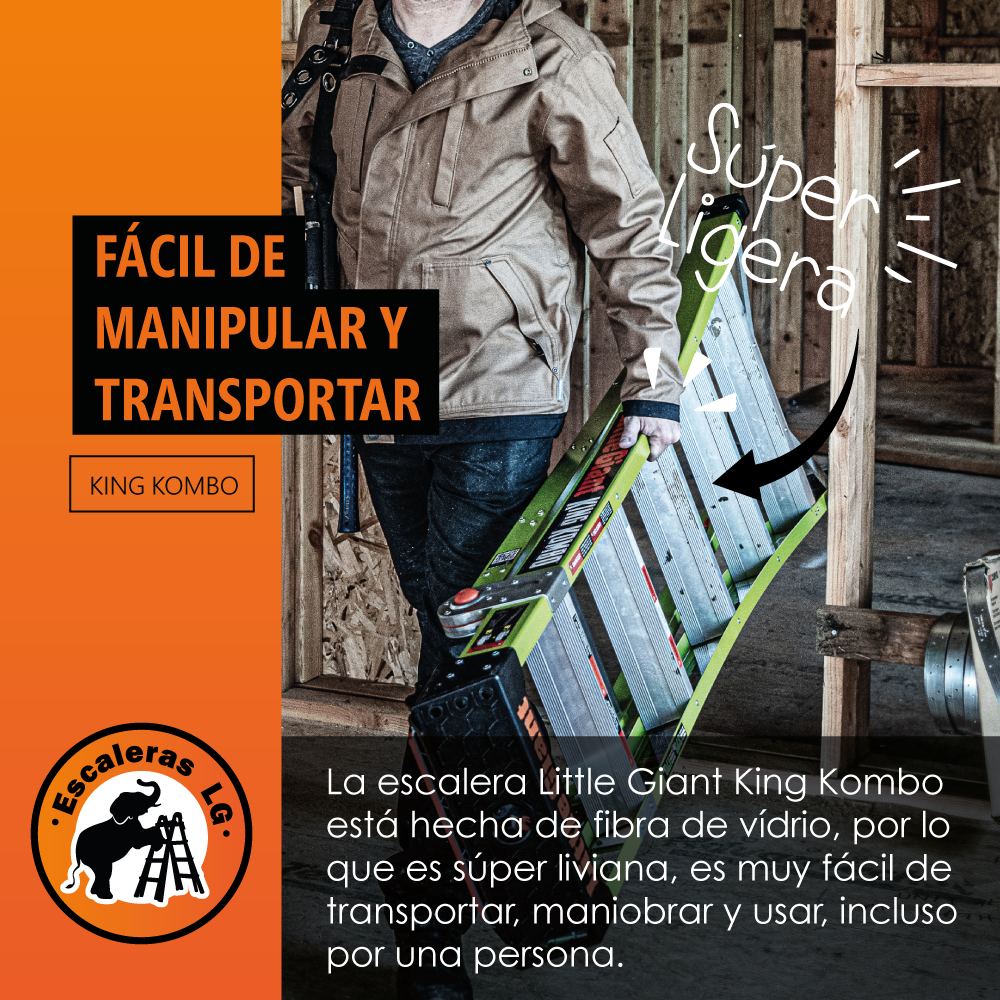 Escalera de Fibra de Vidrio Multiposición 6' Tipo IAA King Kombo Little Giant 13610-001 (Demo)