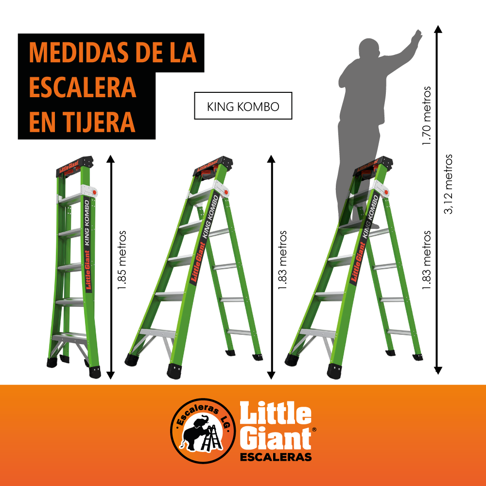 Escalera de Fibra de Vidrio Multiposición 6' Tipo IAA King Kombo Little Giant 13610-001 (Demo)