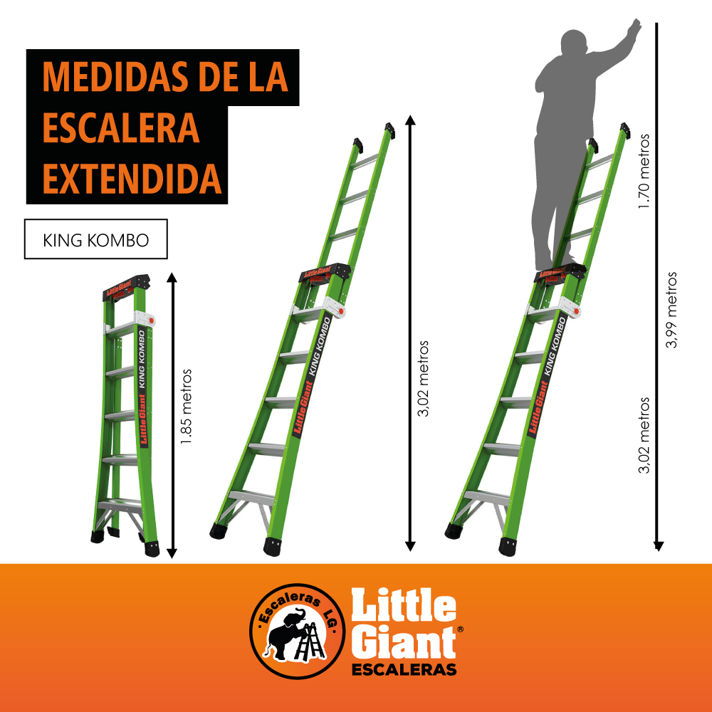 Escalera de Fibra de Vidrio Multiposición 6' Tipo IAA King Kombo Little Giant 13610-001 (Demo)