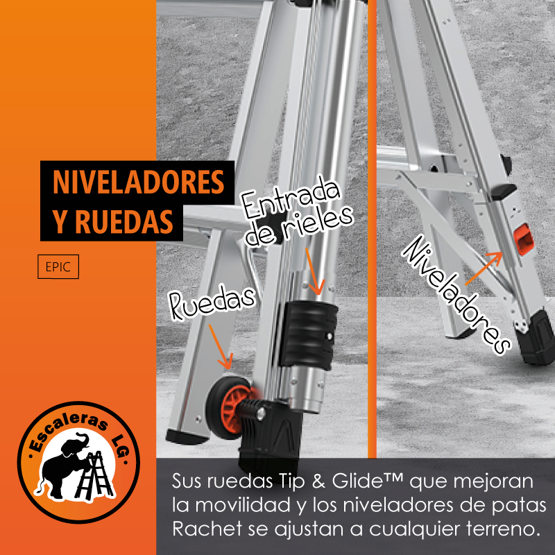 Escalera de Aluminio Multiposición 22' con Airdeck y Rieles Tipo IA Epic Little Giant 16822-818 (Demo)