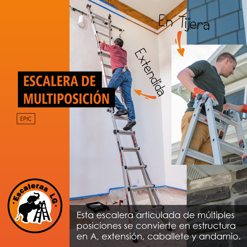 Escalera de Aluminio Multiposición 22' con Airdeck y Rieles Tipo IA Epic Little Giant 16822-818 (Demo)