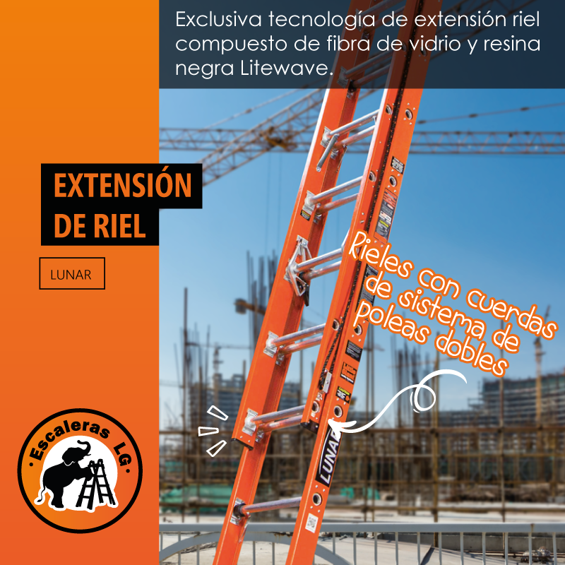 Escalera de Extensión 32' (9.75 m) Lunar ANSI Type IAA - 375 lb Fibra de Vidrio Little Giant 15629