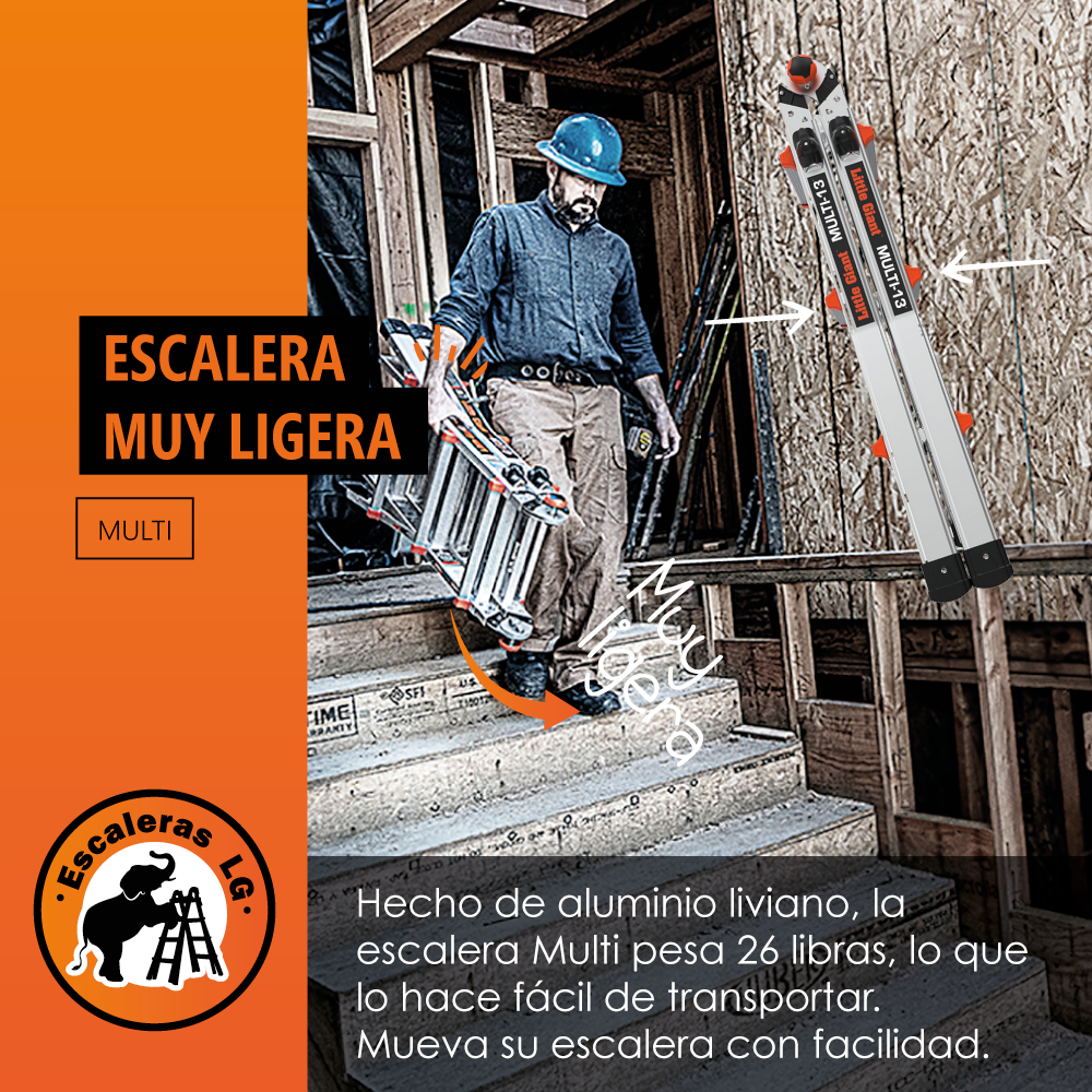 Escalera de Aluminio Multiposición 13’ Tipo IA Multi Little Giant 16513-002