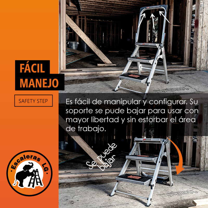 Escalera de Taburete de 3 peldaños Tipo IA Aluminio Safety Step 10310A