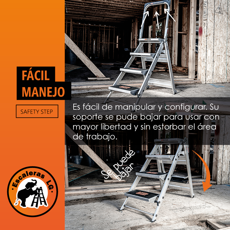Escalera de Taburete de 4 peldaños Tipo IA Aluminio Safety Step 10410A
