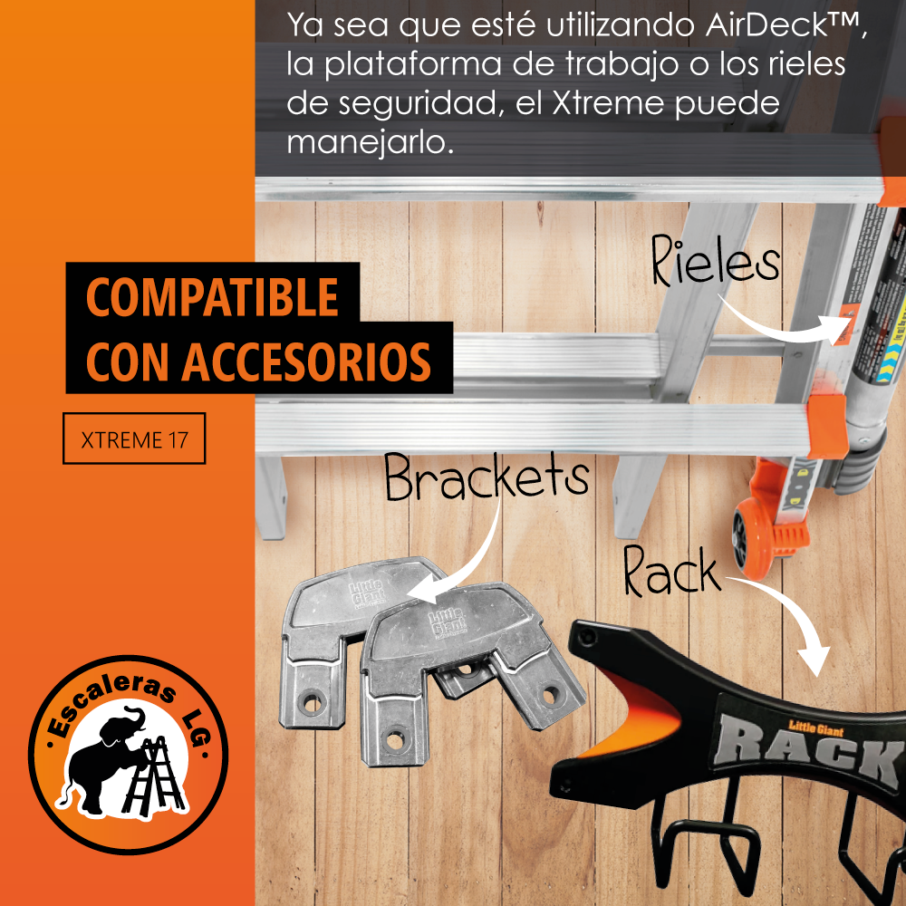 Escalera de Aluminio Multiposición 17' con Airdeck Tipo IA Xtreme Little Giant 12317-801D (Demo)
