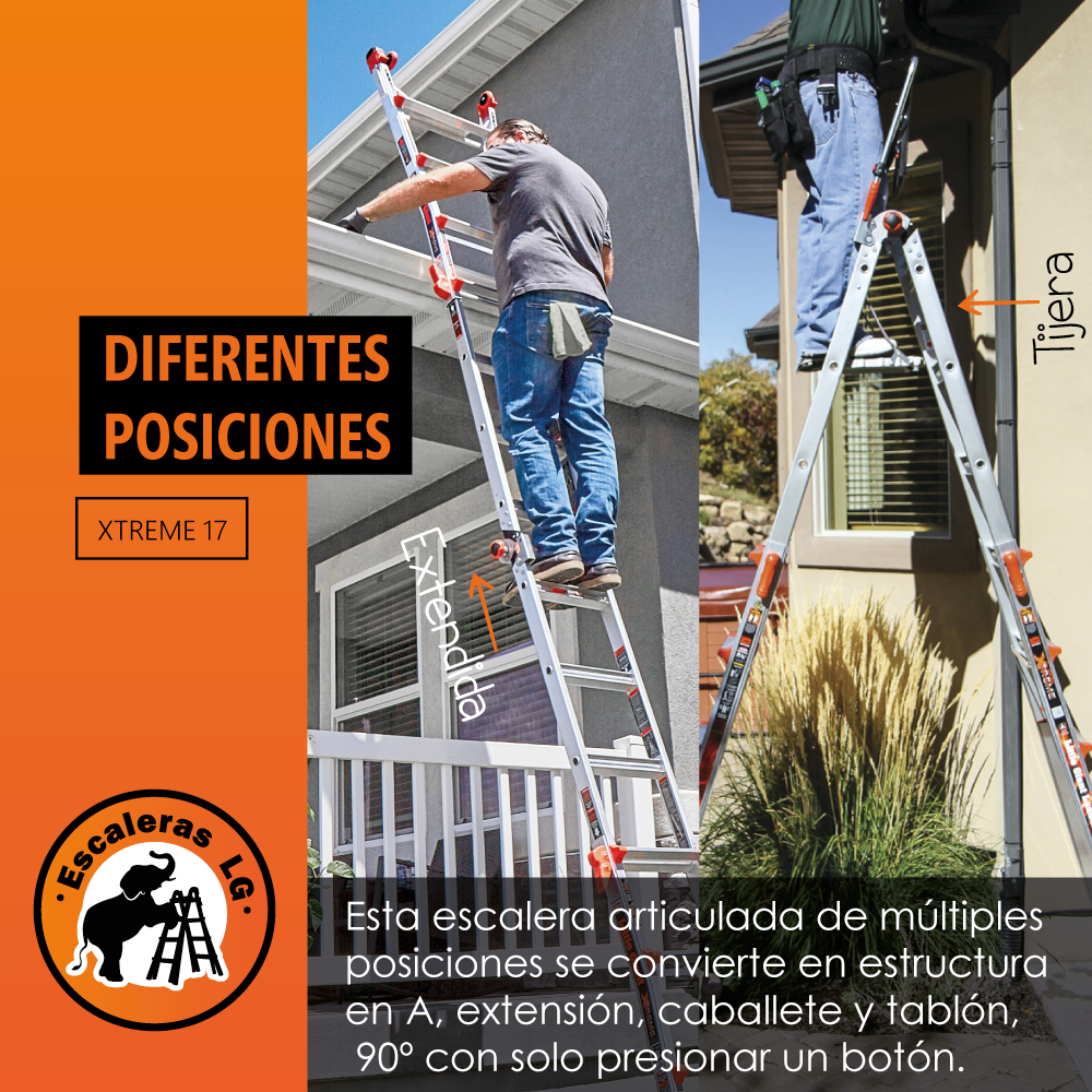 Escalera de Aluminio Multiposición 17' con Airdeck Tipo IA Xtreme Little Giant 12317-801D (Demo)