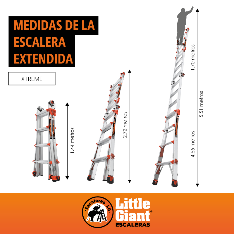 Escalera de Aluminio Multiposición 17' con Airdeck Tipo IA Xtreme Little Giant 12317-801D (Demo)