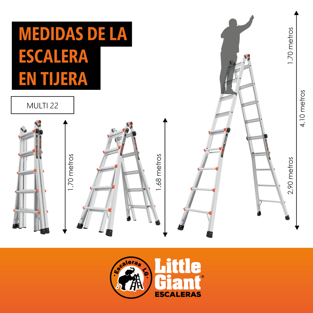 Escalera de Aluminio Multiposición 22’ Tipo IA Multi Little Giant 16522-002
