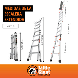 Escalera de Aluminio Multiposición 17’ Tipo IA Multi Little Giant 16517-002