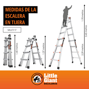 Escalera de Aluminio Multiposición 17’ Tipo IA Multi Little Giant 16517-002