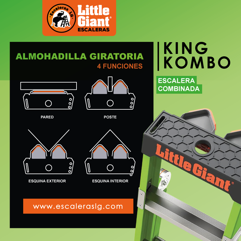 Escalera de Fibra de Vidrio Multiposición 6' Tipo IAA King Kombo Little Giant 13610-001 (Demo)