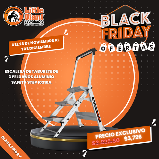 Escalera de Taburete de 3 peldaños Tipo IA Aluminio Safety Step 10310A