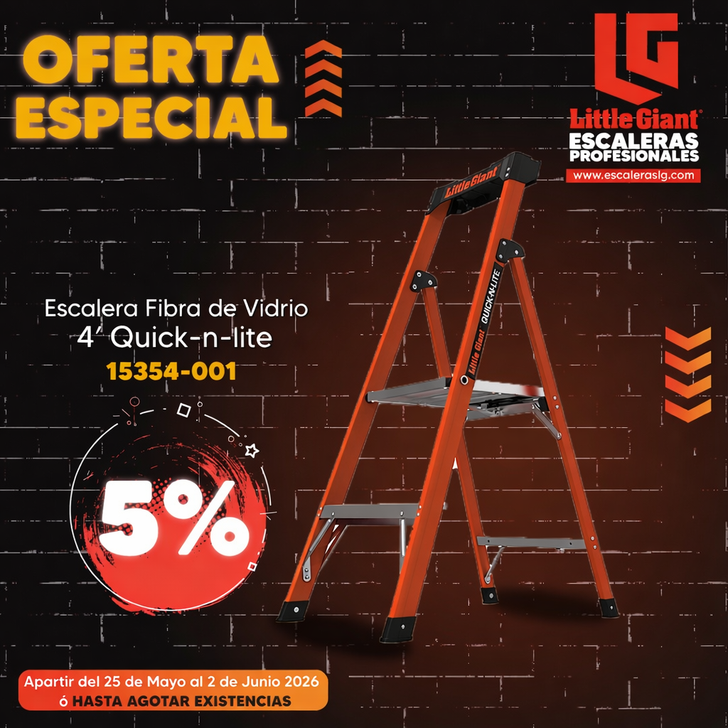 Escalera Fibra De Vidrio 4' (1.21 m) Quick-n-lite Little Giant 15354
