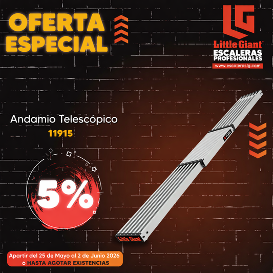Andamio Telescópico Plataforma de Trabajo Ajustable 9' (2.74 m) - 15' (4.57 m) Little Giant 11915