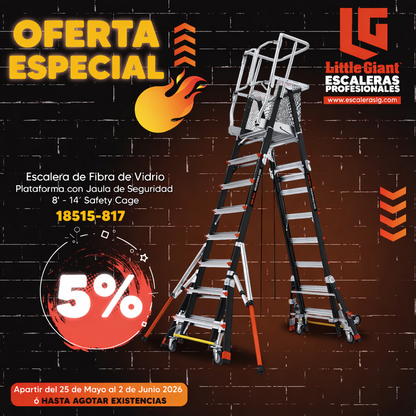Escalera de Fibra de Vidrio Multiposición 5' Tipo I con Quad Pod King Kombo Little Giant 13480G-001