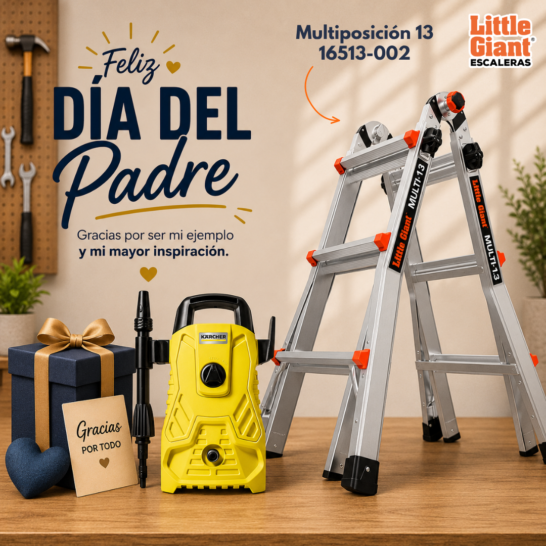 Escalera de Aluminio Multiposición 13’ 16513-001D + Karcher