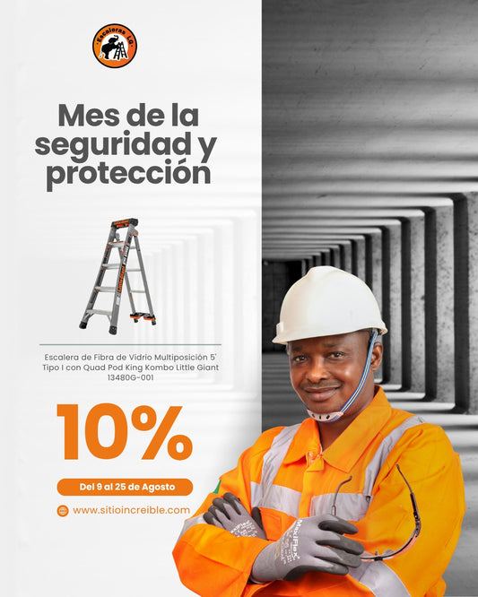 Escalera de Fibra de Vidrio Multiposición 5' Tipo I con Quad Pod King Kombo Little Giant 13480G-001