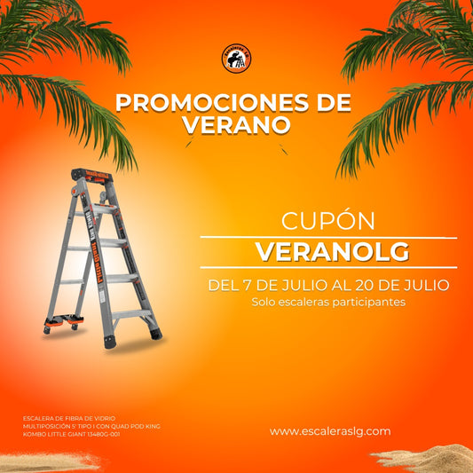 Escalera de Fibra de Vidrio Multiposición 5' Tipo I con Quad Pod King Kombo Little Giant 13480G-001