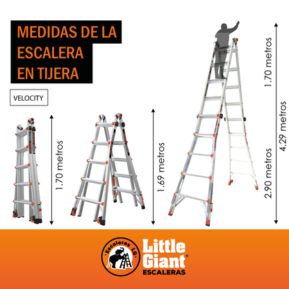 Escalera de Aluminio Multiposición 22' (6.7 m) Tipo IA Velocity Little Giant 15422-001 (Demo)