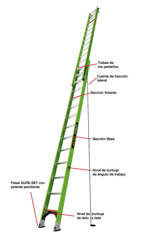 Escalera de Extension 28' (8.53 m) Hyperlite ANSI Tipo IA  Fibra de Vidrio Little Giant 18528 Con Ground Cue y Reposa Poste