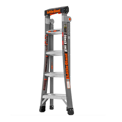 Escalera de Fibra de Vidrio Multiposición 5' Tipo I con Quad Pod King Kombo Little Giant 13480G-001