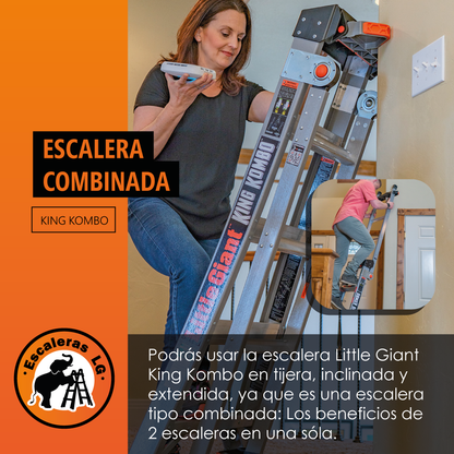 Escalera de Fibra de Vidrio Multiposición 5' Tipo I con Quad Pod King Kombo Little Giant 13480G-001