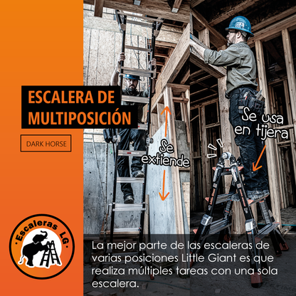 Escalera de Fibra de Vidrio Multiposición 13' Tipo IAA Dark Horse Little Giant 15143 (De Línea)