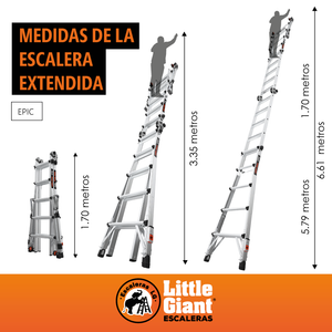 Escalera de Aluminio Multiposición 22' con Airdeck y Rieles Tipo IA Epic Little Giant 16822-818 (Demo)