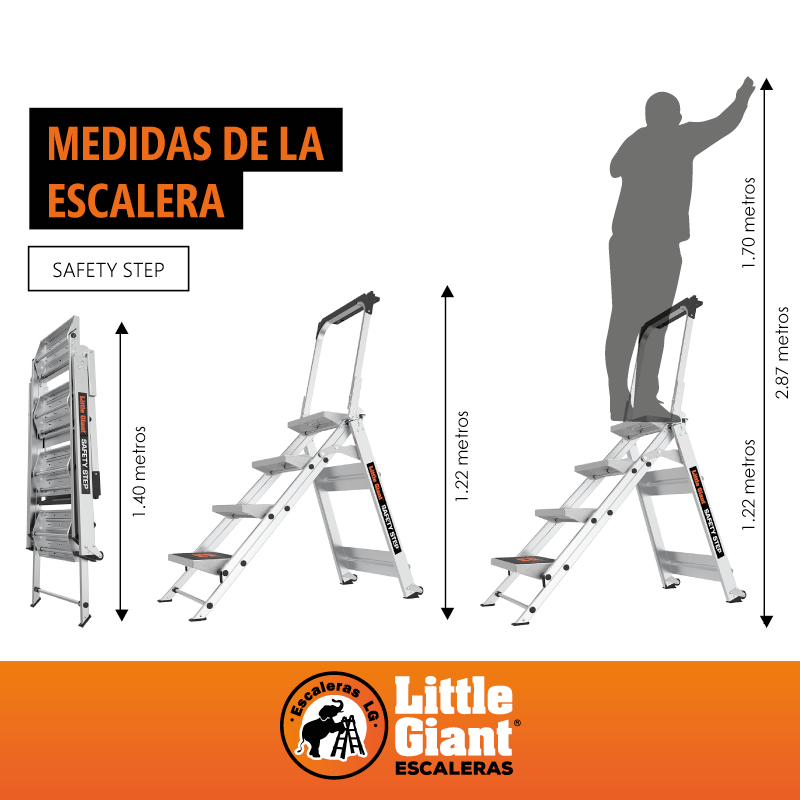 Taburete Escalera 4 Peldaños - Estructura Acero, Plataforma Única | Para Casa Y Taller