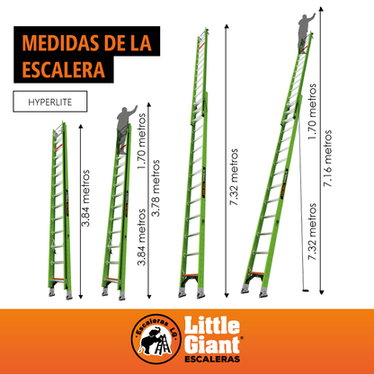 Escalera de Extension 24' Hyperlite ANSI Tipo IA  Fibra de Vidrio Little Giant 17724