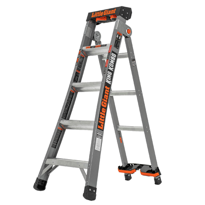 Escalera de Fibra de Vidrio Multiposición 5' Tipo I con Quad Pod King Kombo Little Giant 13480G-001