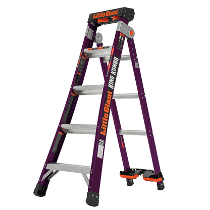 Escalera de Fibra de Vidrio Multiposición 5' Tipo I con Quad Pod King Kombo Little Giant 13480G-001