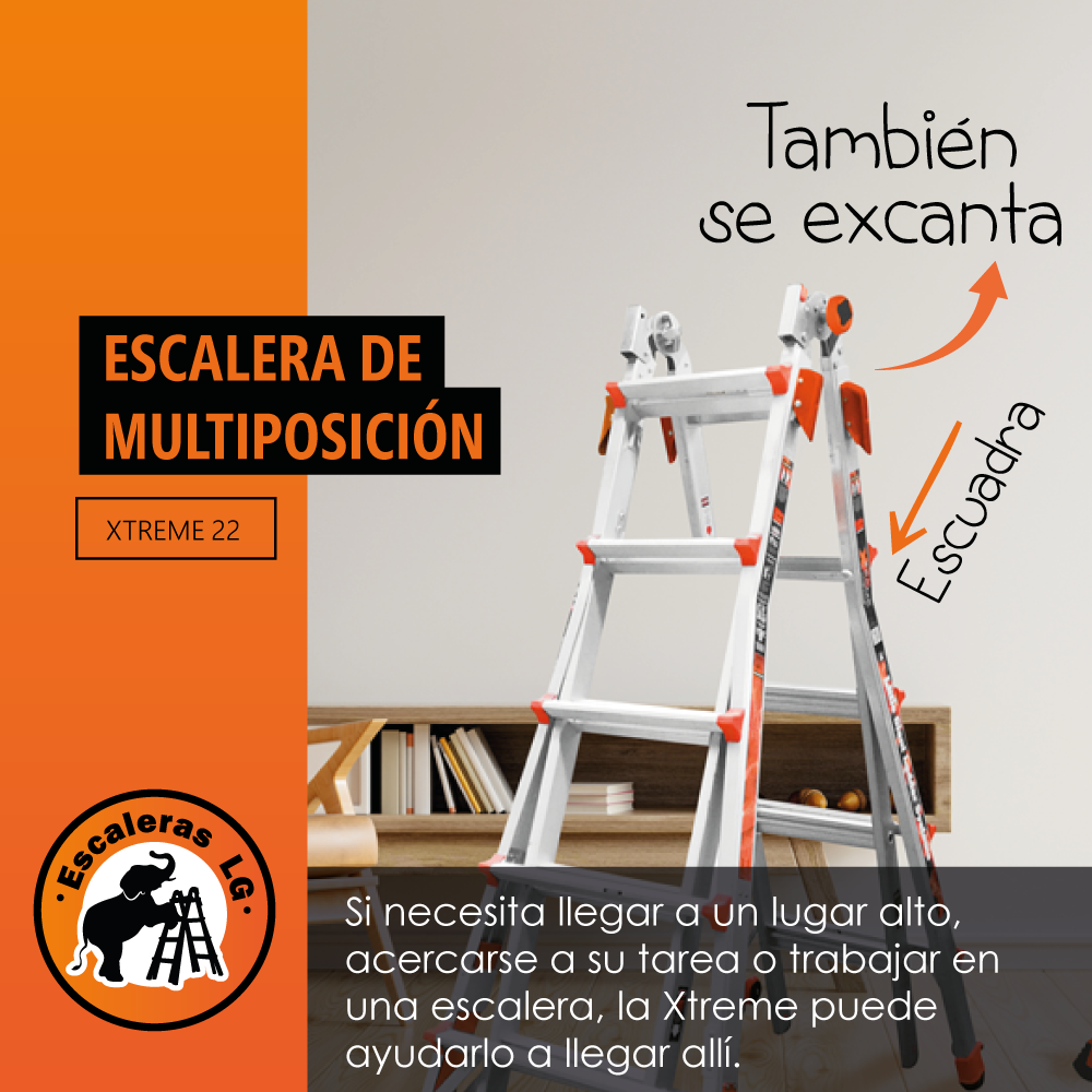 Escalera de Aluminio Multiposición 22' con Airdeck , sin nivelador Tipo IA Xtreme Little Giant 12322-801D (Demo)